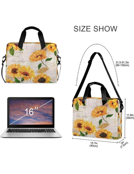 Funda para Laptop Yulife Girasol 40x7.5x30 cm 16" Unisex Funda para Laptop Yulife Girasol 40x7.5x30 cm 16" Unisex
