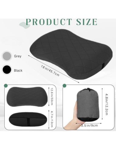 Almohada Inflable de Camping MIRouer Negra Ergonómica 43x30 cm