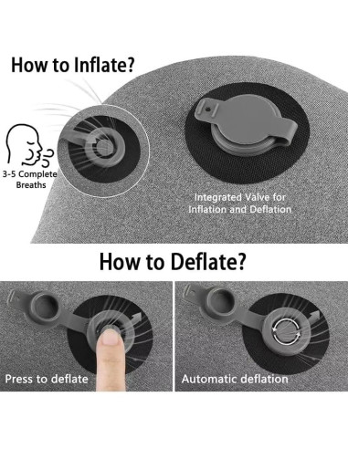 Almohada Inflable de Camping MIRouer Negra Ergonómica 43x30 cm