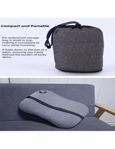 Almohada Inflable de Camping MIRouer Negra Ergonómica 43x30 cm