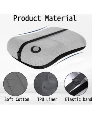 Almohada Inflable de Camping MIRouer Negra Ergonómica 43x30 cm