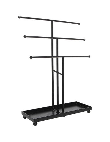 Organizador de Joyería MyGift, Metal Negro 3 Niveles con Bandeja