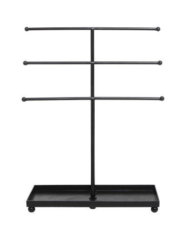 Organizador de Joyería MyGift, Metal Negro 3 Niveles con Bandeja