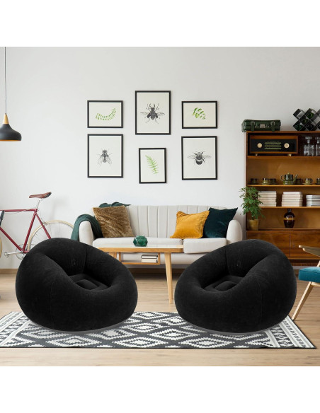 Sillas Inflables de Saco de Frijoles Realspring - 2 Pcs Negro