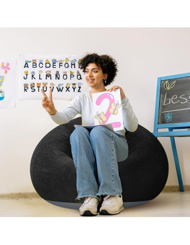 Sillas Inflables de Saco de Frijoles Realspring - 2 Pcs Negro