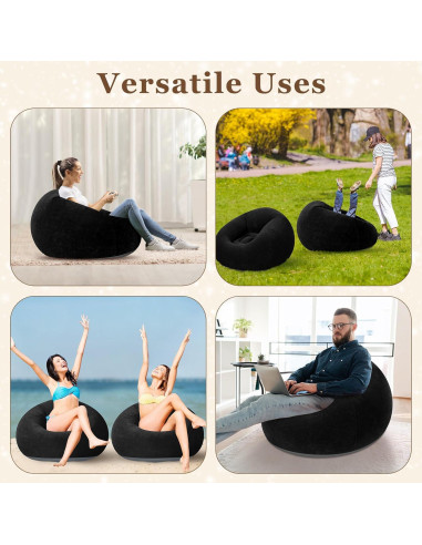 Sillas Inflables de Saco de Frijoles Realspring - 2 Pcs Negro