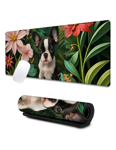 Alfombrilla de Ratón Grande VODRM Boston Terrier Antideslizante 80x30cm