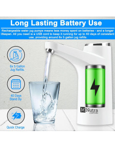 Dispensador de Agua Eléctrico M Nutra 5 Galones Recargable USB 2