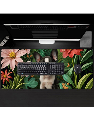 Alfombrilla de Ratón Grande VODRM Boston Terrier Antideslizante 80x30cm