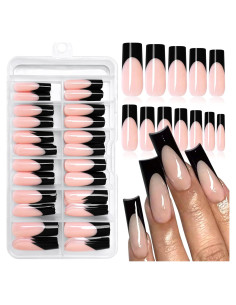 Kit 120 Uñas Postizas Francesas Bellelfin Cuadradas 15.6cm