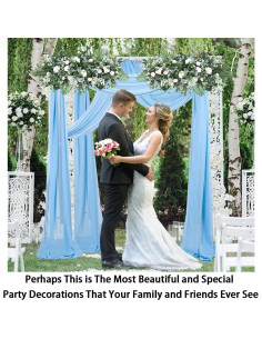 Cortinas de Chiffon Azul Bebé ShinyBeauty 2 Paneles 0.73m x 6.1m 2