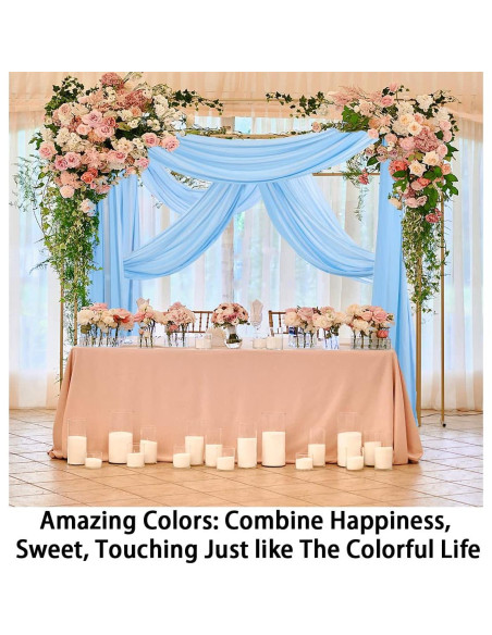 Cortinas de Chiffon Azul Bebé ShinyBeauty 2 Paneles 0.73m x 6.1m