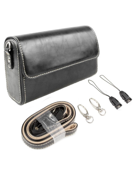 Bolsa de cámara Rieibi de cuero PU para DSLR y SLR negra