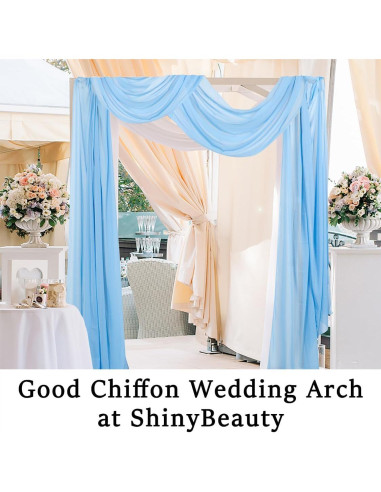 Cortinas de Chiffon Azul Bebé ShinyBeauty 2 Paneles 0.73m x 6.1m