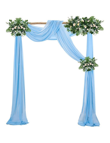 Cortinas de Chiffon Azul Bebé ShinyBeauty 2 Paneles 0.73m x 6.1m