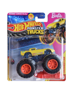 Hot Wheels Monster Trucks Corvette XL 1:64 con coche aplastado