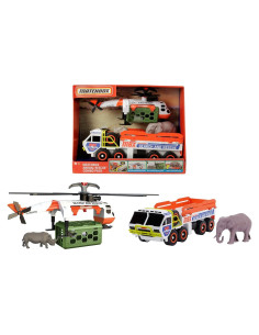 Juego de Rescate de Animales Matchbox con Helicóptero y Camión