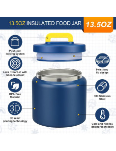 Tarro Térmico JXXM 400ml Acero Inoxidable Aislado Azul 2
