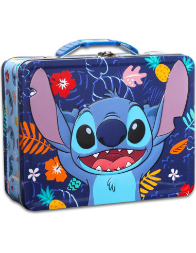 Conjunto Almuerzo Lata Stitch Disney con Botella y Stickers