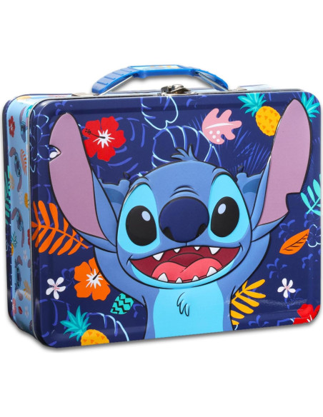 Conjunto Almuerzo Lata Stitch Disney con Botella y Stickers
