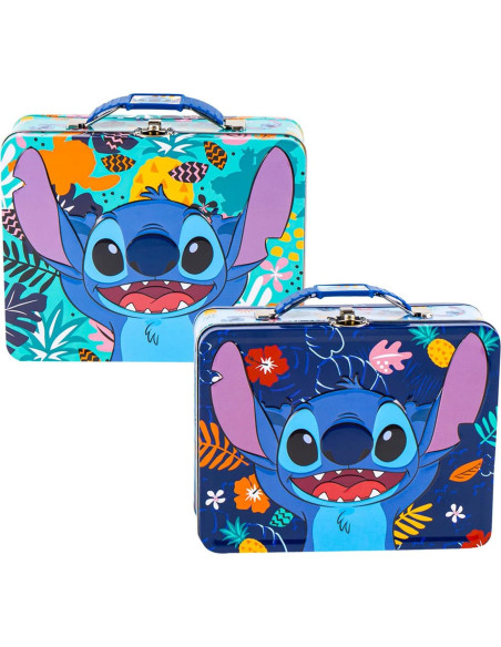 Conjunto Almuerzo Lata Stitch Disney con Botella y Stickers