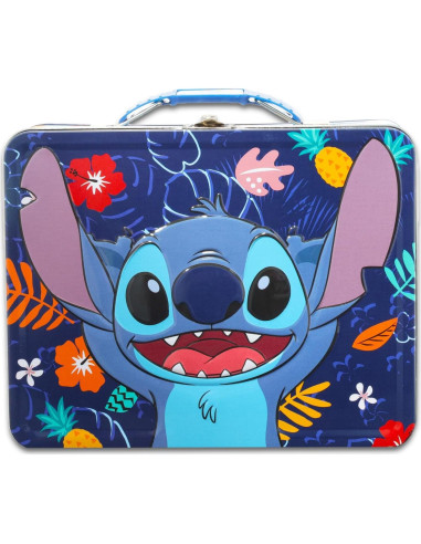 Conjunto Almuerzo Lata Stitch Disney con Botella y Stickers