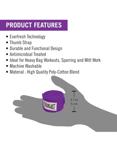 Envolturas de Mano Everlast 120" Púrpura para Boxeo