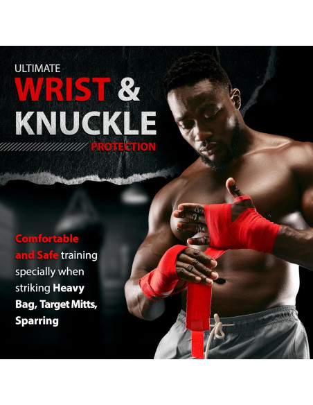 Guantes de Boxeo DXM SPORTS Vendajes Elásticos 180cm Rojo