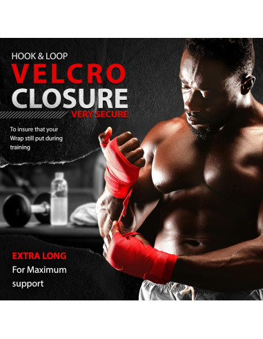 Guantes de Boxeo DXM SPORTS Vendajes Elásticos 180cm Rojo