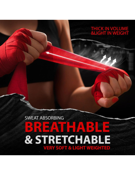 Guantes de Boxeo DXM SPORTS Vendajes Elásticos 180cm Rojo