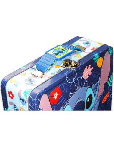 Conjunto Almuerzo Lata Stitch Disney con Botella y Stickers