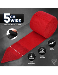 Envolturas de Mano RDX 4.5M Rojo - Boxeo, MMA, Muay Thai 2