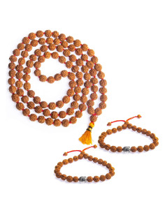 Mala Rudraksha Wonder Care 108 cuentas 8mm + 2 pulseras buda