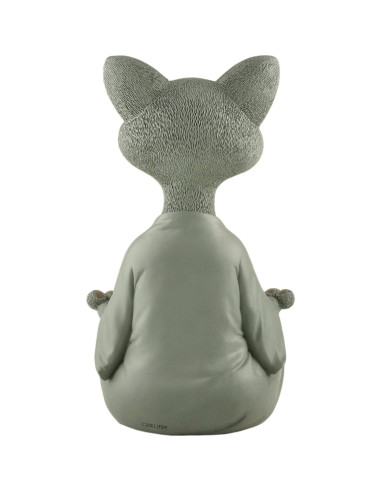Estatua de Jardín Buda Gato Gris Meditando 30.48 cm - Resina