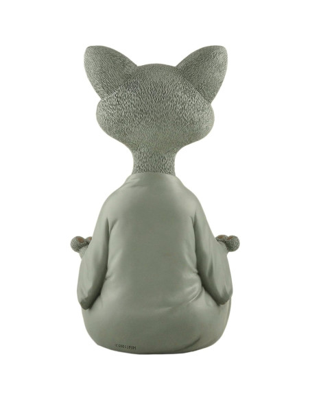 Estatua de Jardín Buda Gato Gris Meditando 30.48 cm - Resina
