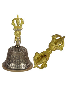 Juego de campana de meditación tibetana Khuci en bronce