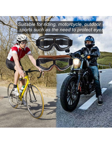 Gafas de Motocicleta Vintage LJDJ 2 Paquetes Antiempañantes