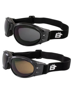 Gafas de Motocicleta Birdz EAGLESM - 2 Pares con Lentes Ahumados y Ámbar