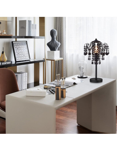 Lámpara de mesa de cristal negro MEIXISUE 51.8 cm E26