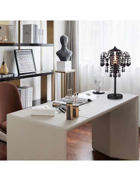Lámpara de mesa de cristal negro MEIXISUE 51.8 cm E26