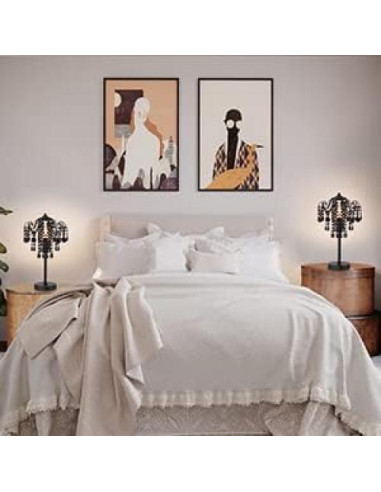 Lámpara de mesa de cristal negro MEIXISUE 51.8 cm E26