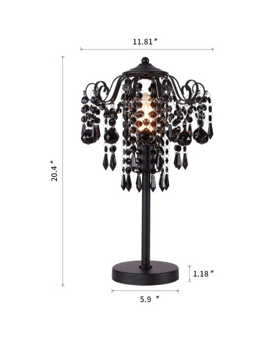 Lámpara de mesa de cristal negro MEIXISUE 51.8 cm E26