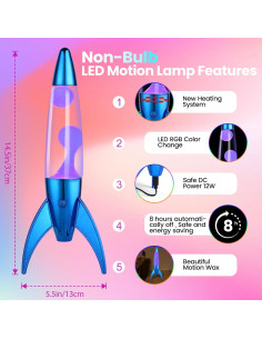 Lámpara de Movimiento LED GorYeeFine Cohete 35cm 7 Colores 2