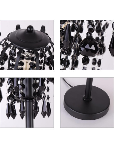 Lámpara de mesa de cristal negro MEIXISUE 51.8 cm E26