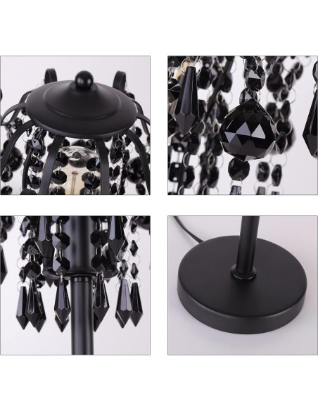 Lámpara de mesa de cristal negro MEIXISUE 51.8 cm E26