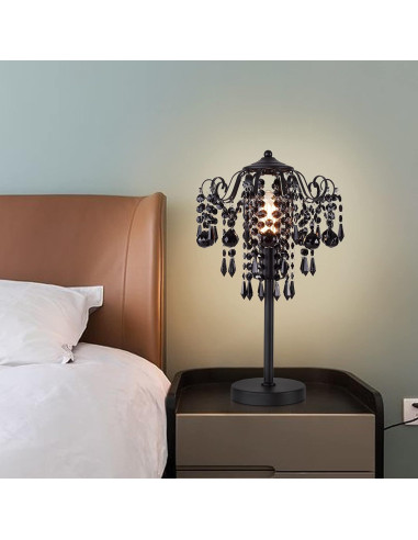 Lámpara de mesa de cristal negro MEIXISUE 51.8 cm E26