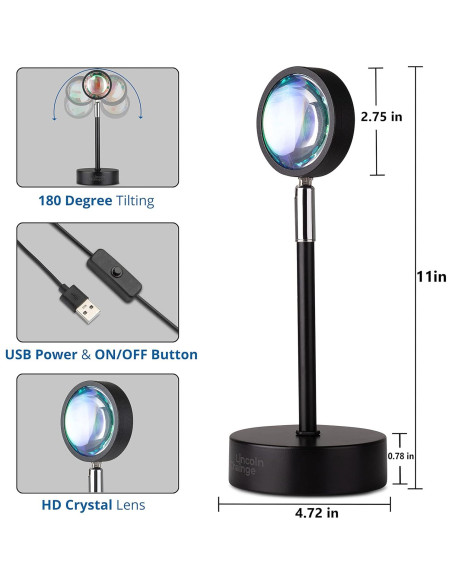 Proyector de Lámpara de Atardecer Lincoln Change 16 Colores
