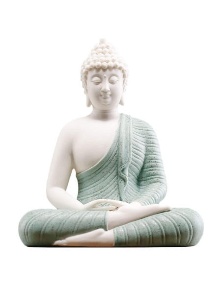 Estatua de Buda Verde Cerámica 15.24 cm para Decoración