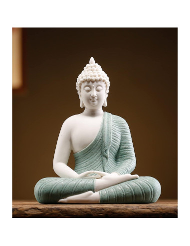 Estatua de Buda Verde Cerámica 15.24 cm para Decoración