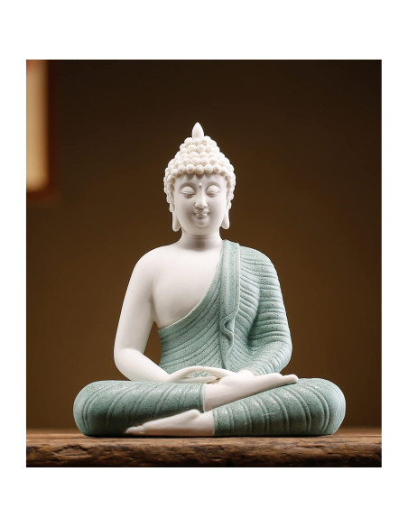 Estatua de Buda Verde Cerámica 15.24 cm para Decoración